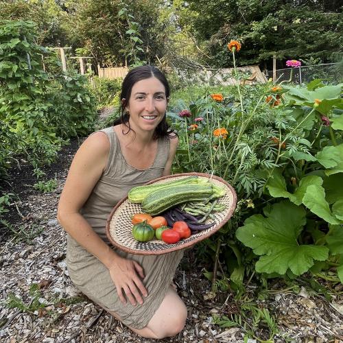 Emily Tompkins in her garden
