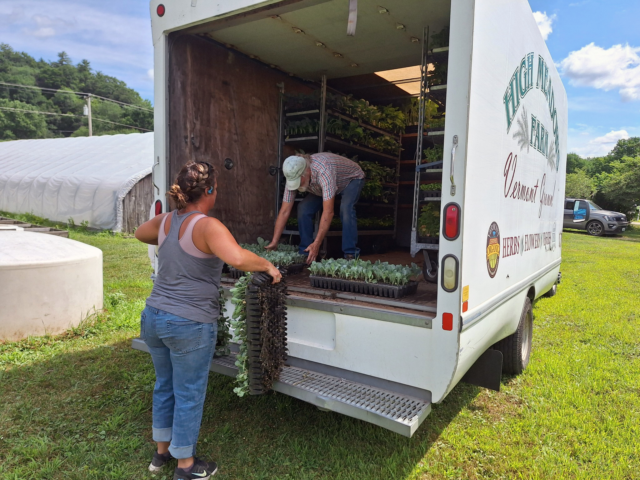 Howard Prussack of High Meadows Farms loads a truck full of donated seedlings to share them with farms who lost their crops in the July 2024 floods