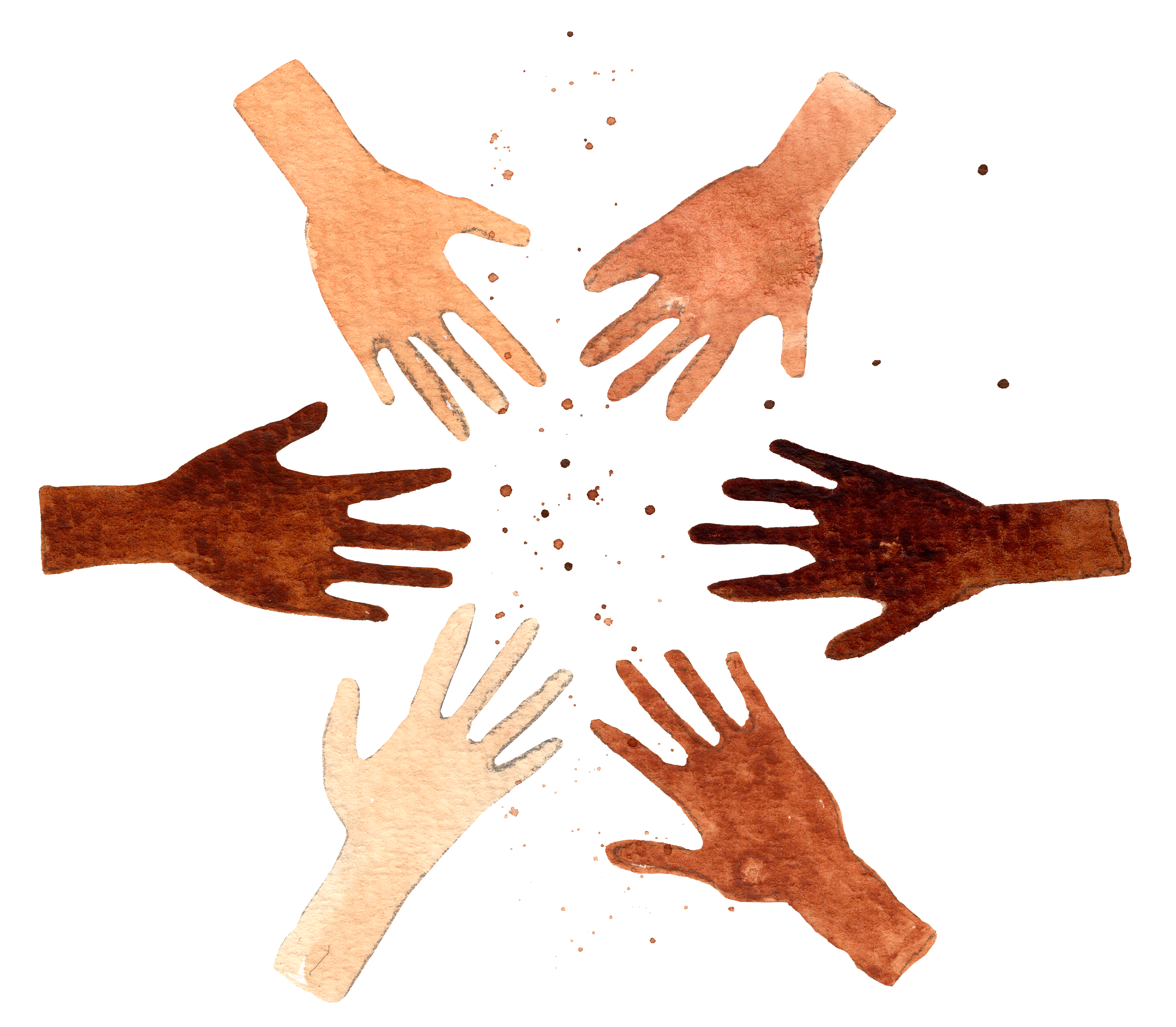 a graphic depicting hands of varying skin tones in a circle