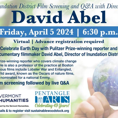 Event poster showing David Abel's headshot and film poster