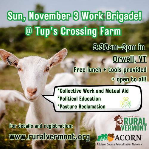 Graphic depicting a goat with the details of the event listed in text form