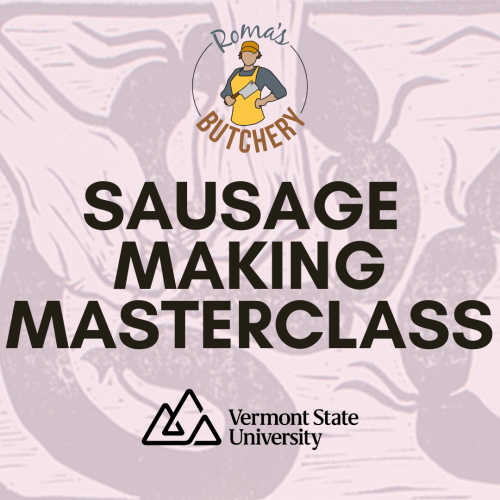 pink background with the words Sausage Making MasterClass